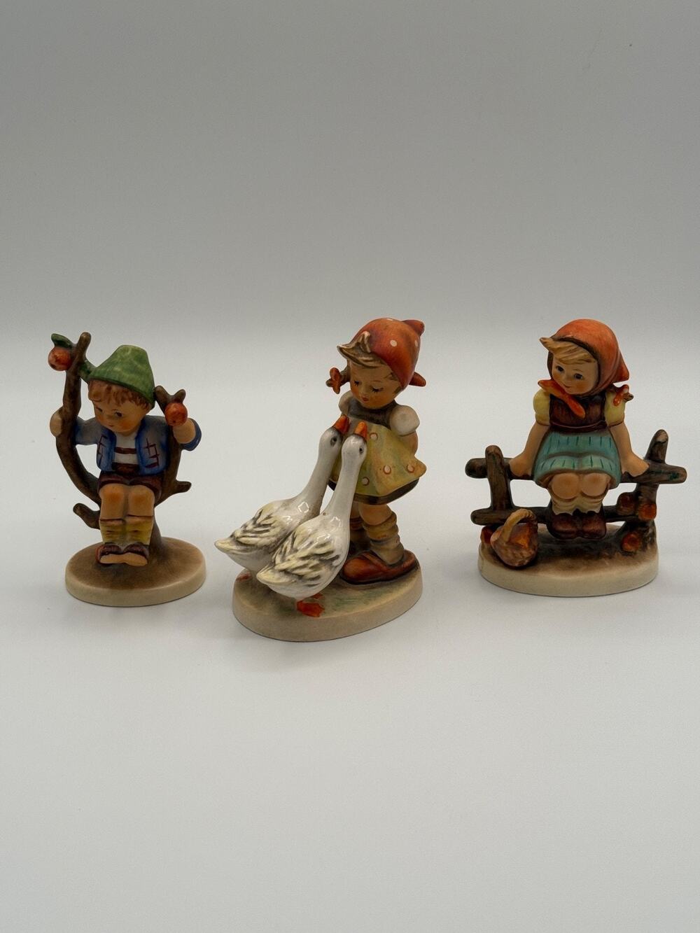 Vintage Goebel Hummel Figurines Lot of 3 W Germany Just Resting Geese Apple Boy